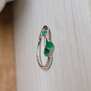 GREEN LEAF TWIG ADJUSTABLE STAINLESS STEEL RING